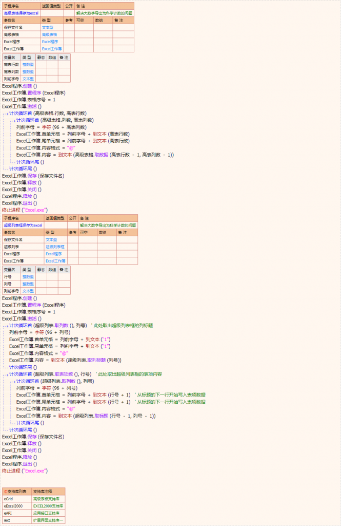高级表格及超级列表框导出EXCEL